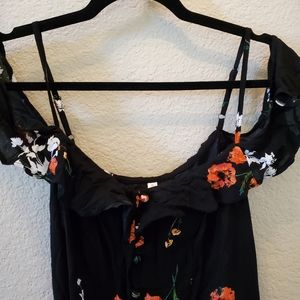 Black floral cold shoulder maxi dress